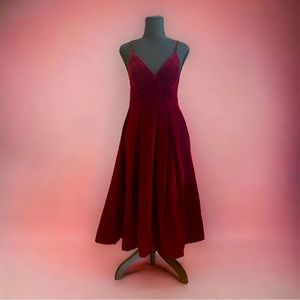 Velvet burgundy midi evening dress